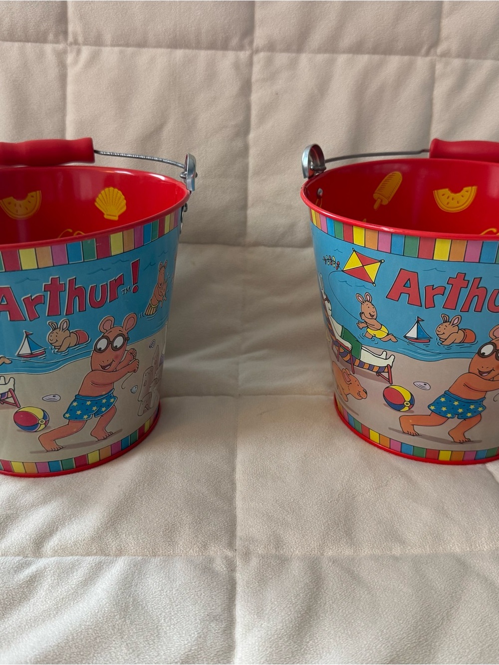 Vintage Arthur Metal Pails - Set of Two